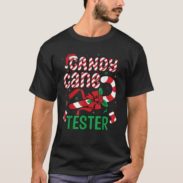 Candy Cane Tester Funny Christmas 2024 Holiday Men T Shirt (Framsida)