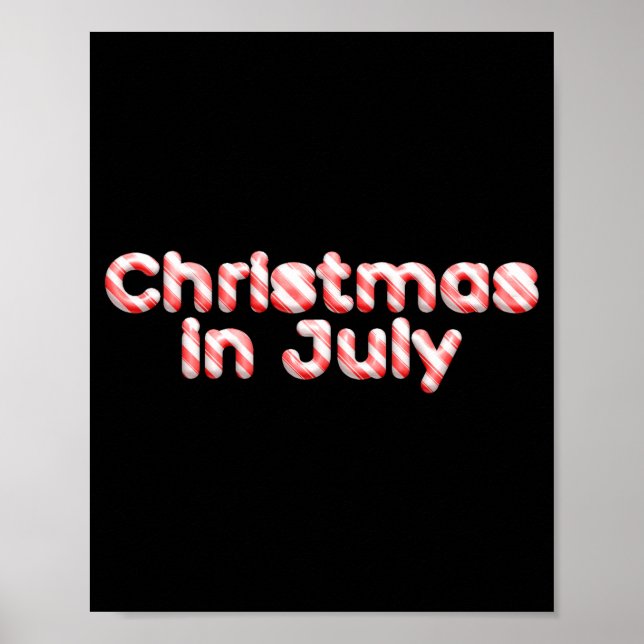 Candy Cane Tygraphy Christmas In July T Shirt  Poster (Framsidan)