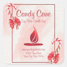 Candy cane Vattenskärtsetikett för julljus Fyrkantigt Klistermärke