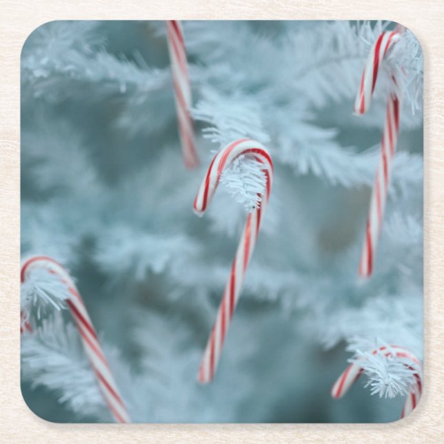 Candy cane vid Träd Underlägg Papper Kvadrat (Framsidan)