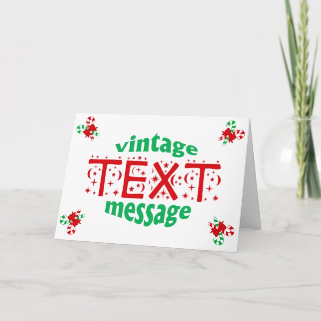 Candy Cane Vintage Textmeddelande Julkort Helgkort (Framsida)