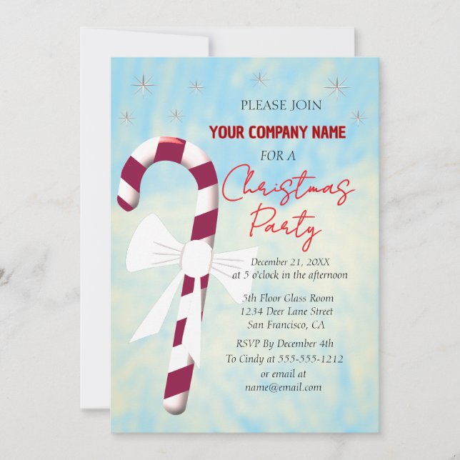Candy cane Vinterjul-Julfesten Inbjudningar (Framsida)