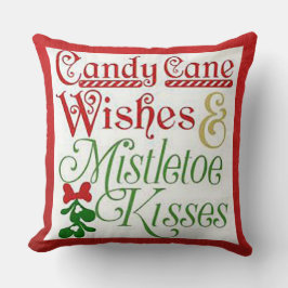 “Candy Cane Wishes/Mistletoe Kisses” Kuddcover Kudde