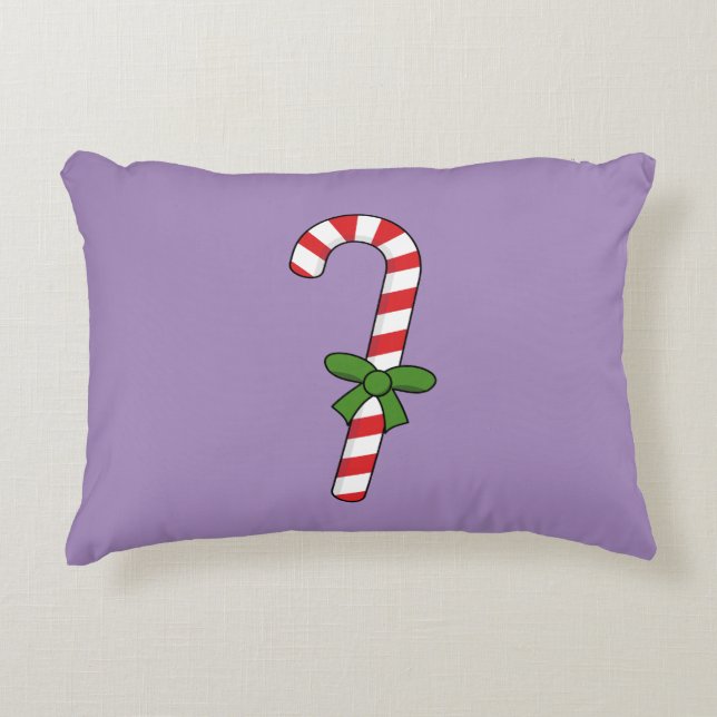 Candy Cane with Green Ribbon Prydnadskudde (Framsidan)