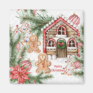 Candy canehus, pepparkaksgubbe, julstjärna magnet