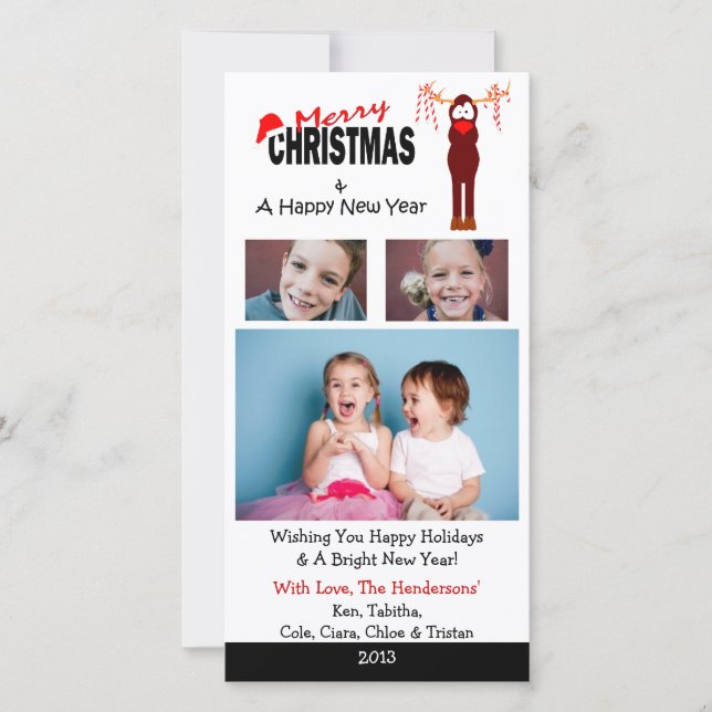 Candy canejulkort för ren X4 Julkort (Framsida)