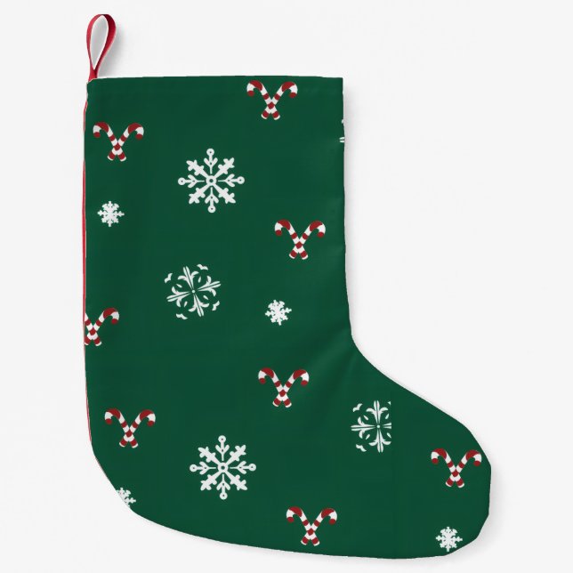 Candy Canes and Snowflakes Stocking Liten Julstrumpa (Framsidan)