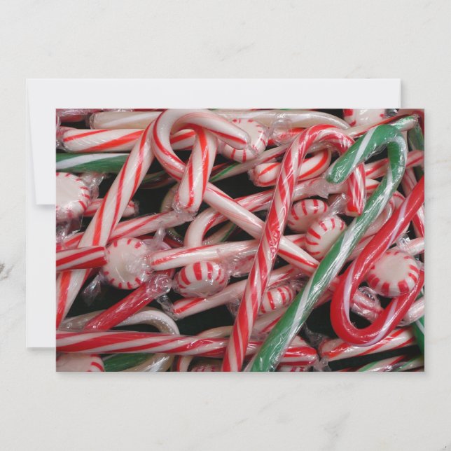 Candy Canes och Pepparmynta Julhelg Julkort (Framsida)