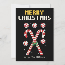 Candy Canes Pixel Art Christmas Card Julkort