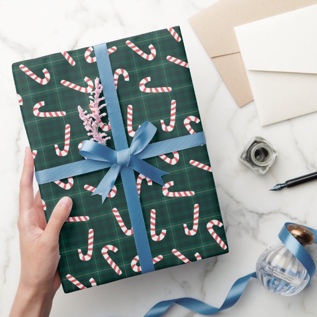 Candy Canes-rutiga anpassade namn  Presentpapper (Gifting)