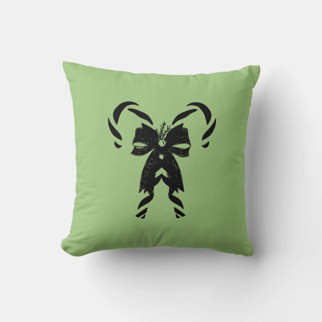 Candy Canes with Pine Needles & Bow Kudde (Framsida)