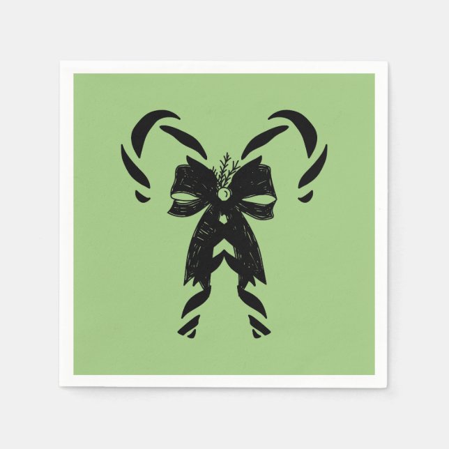 Candy Canes with Pine Needles & Bow Pappersservett (Framsidan)