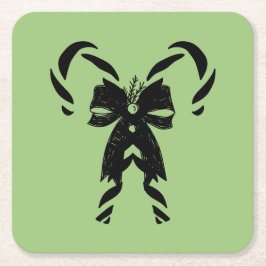 Candy Canes with Pine Needles & Bow Underlägg Papper Kvadrat