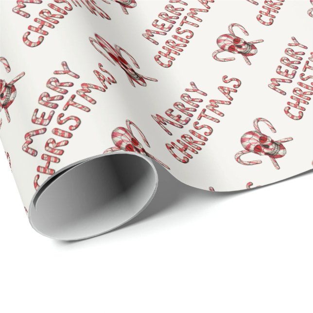 Candy canesockerskalle som slår in papper presentpapper (Rullad Hörn)