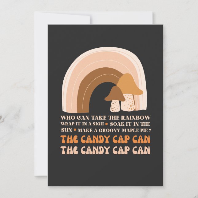Candy Cap Can Sång med Rainbow och svampar T-S Inbjudningar (Framsida)