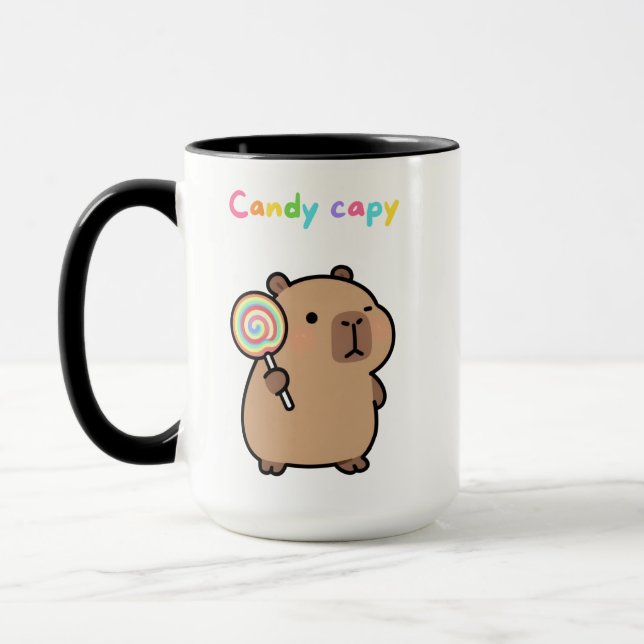 Candy Capybara – Söt Lollipop Barntröja Mugg (Vänster)