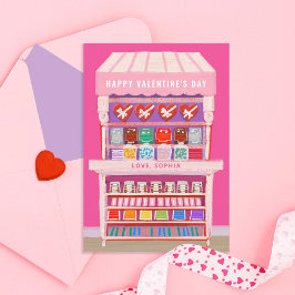Candy Cart Illustrated Valentine Classroom Photo Inbjudningar