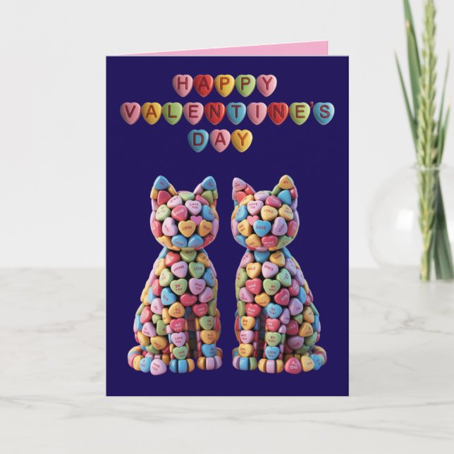 Candy Cats Valentine's Day Card Helgkort (Framsida)