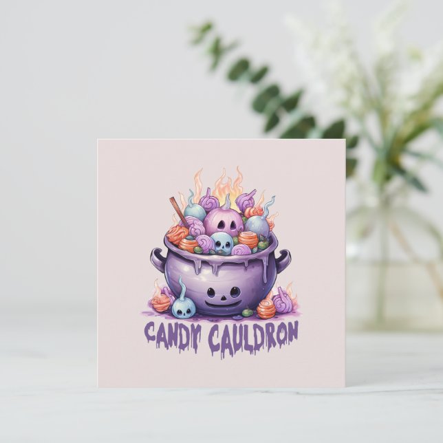 Candy Cauldron - Pastel Lila Halloween Treats (Stående Fram)