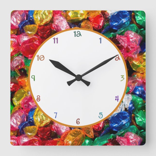 Candy Clock Fyrkantig Klocka (Framsida)