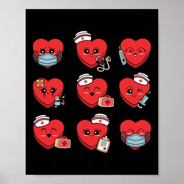 Candy Conversation Heart Nurse Valentine Nursing M Poster (Framsidan)