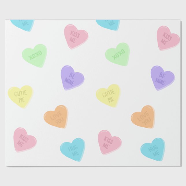 Candy Conversation Heart Valentines day Presentpapper (Seam)