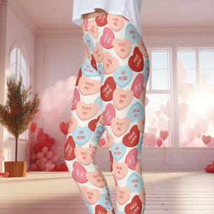 Candy Conversation Hearts Alla Hjärtans Dag Leggings