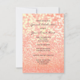 Candy Coral Guld Glitter Champaign Foxier Sparkly Inbjudningar