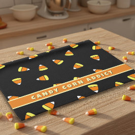 Candy corn Addict Black Halloween Kitchen Towel Kökshandduk