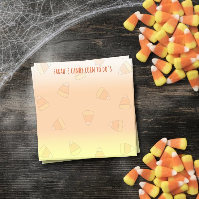Candy corn att göra Anpassningsbar Skicka anteckni Post-it Block (Put your name on this cute candy corn post it notes and make a note to eat more candy corn)
