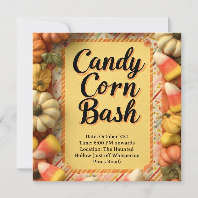 Candy corn Bash Halloween fest Inbjudningar (Framsida)