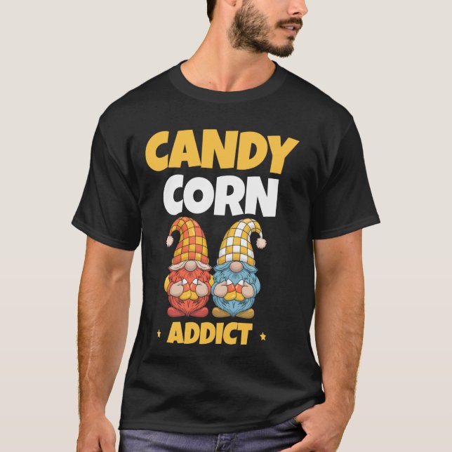 Candy Corn Beroende Gott Halloween Eve T Shirt (Framsida)
