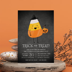 Candy corn Bus eller godis Halloween fest Inbjudningar