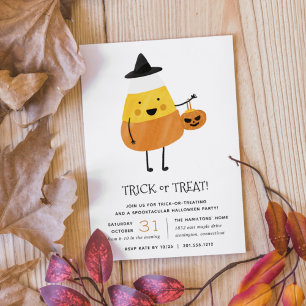 Candy corn Bus eller godis Halloween fest Inbjudningar