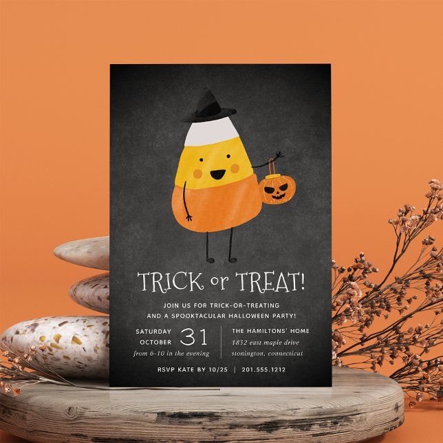 Candy corn Bus eller godis Halloween fest Inbjudningar (Skapare uppladdad)