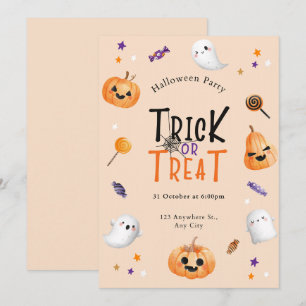 Candy corn Bus eller godis Halloween fest invignin Inbjudningar