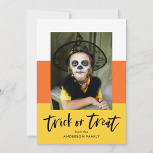 Candy corn Bus eller godis Halloween-fotokort Julkort