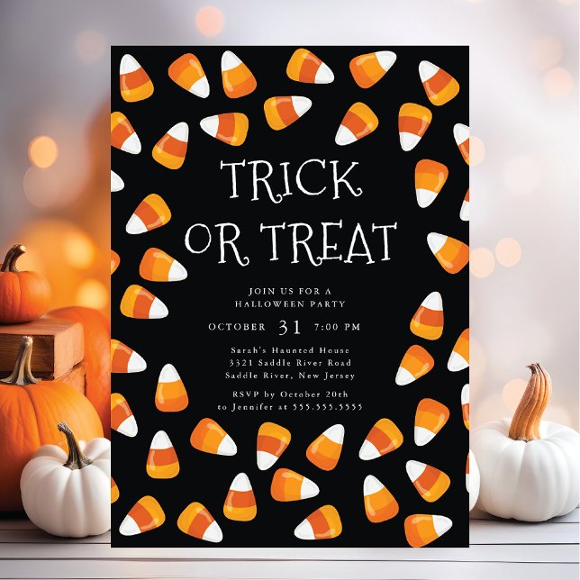 Candy corn Bus eller godis Halloween Inbjudningar (Skapare uppladdad)