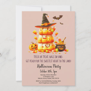 Candy corn Bus eller godis Pumpkins Halloween fest Inbjudningar