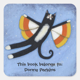 Candy corn Cat Angel Fyrkantigt Klistermärke