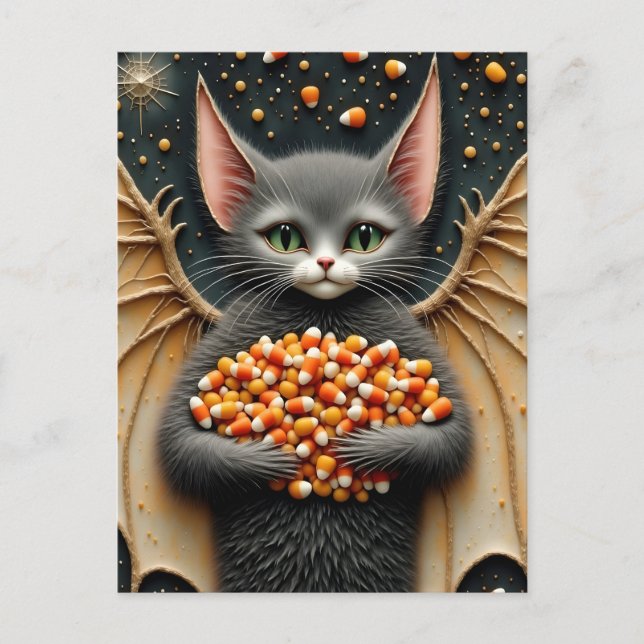 Candy corn Cat Fladdermus vykort (Framsida)