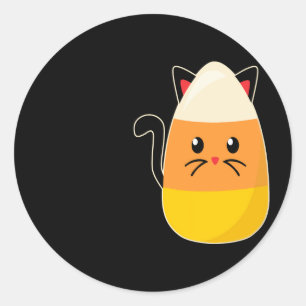 Candy corn Cat Halloween Runt Klistermärke