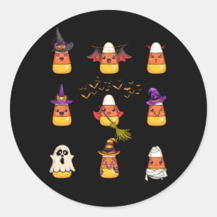 Candy corn Characters Evil Witch Mummy Ghost Hallo Runt Klistermärke