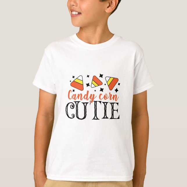 Candy corn Cutie Halloween Bus eller godis T Shirt (Framsida)