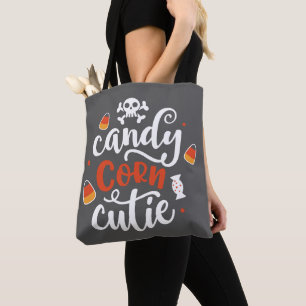 Candy corn Cutie Modern Roligt Grått Halloween Tygkasse