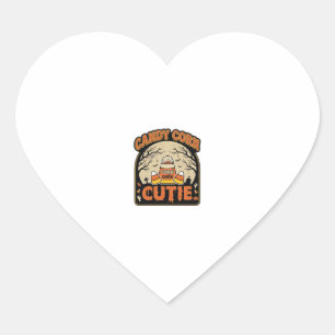 Candy Corn Cutie Vintage Halloween Vektor Design_1 Hjärtformat Klistermärke