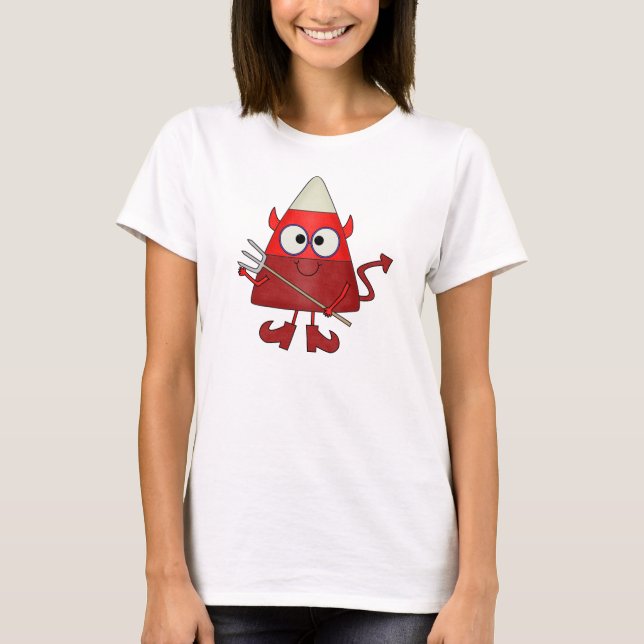 Candy corn Djävulen Halloween T Shirt (Framsida)