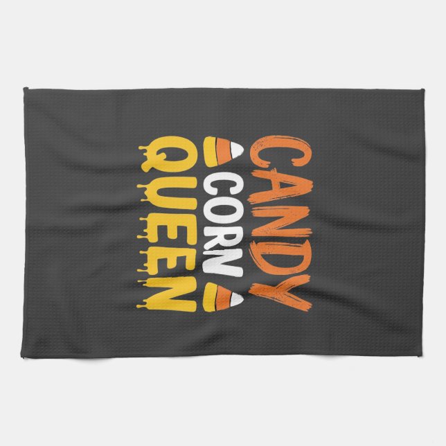 Candy Corn Drottning Halloween Grafik_1 Kökshandduk (Horisontell)
