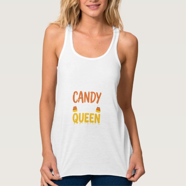 Candy Corn Drottning Halloween Grafik_1 Linne Med Racerback (Framsida)