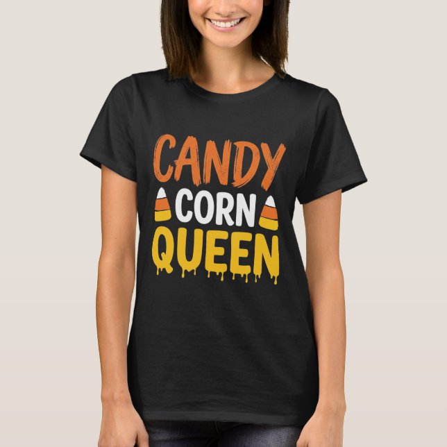 Candy Corn Drottning Halloween Grafik_1 T Shirt (Framsida)